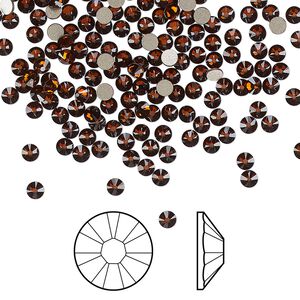 Flat back 144pk smoked amber foil back, Crystal Passions&reg; 2.5-2.7mm rose round SS9 2058