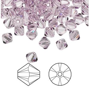 Bead 24pk light amethyst, Crystal Passions® 6mm bicone 5328