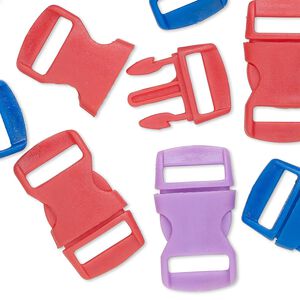 Clasp buckle mix 1pkg12, 30x16mm, plastic mixed color 1-strand