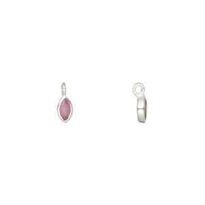 Drop 1pkg1, pink sapphire and sterling silver, 6x3.5mm faceted marquise.