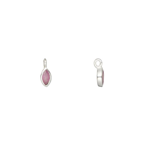 Drop, pink sapphire and sterling silver, 6x3.5mm faceted marquise. image number 0
