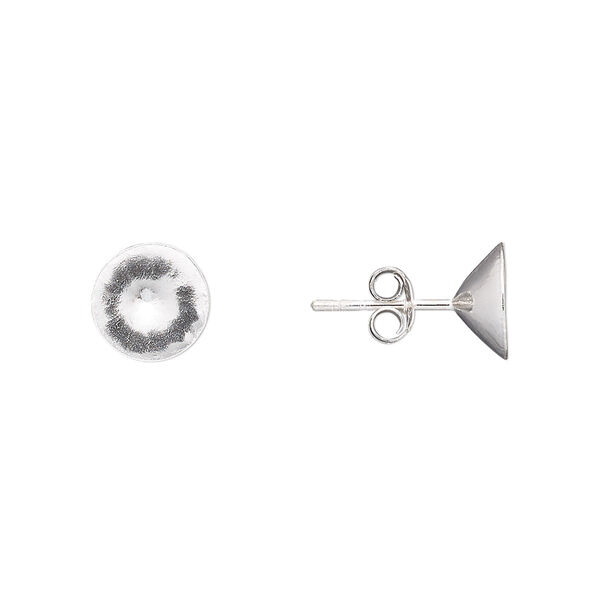 Earstud, Almost Instant Jewelry®, sterling silver, 9mm round with SS39 rivoli or chaton setting. Sold per pair. image number 0