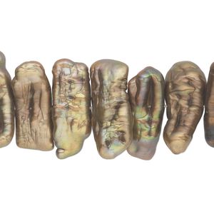 Pearl, cultured freshwater (dyed), pistachio, 16x4mm-24x8mm stick, C grade, Mohs hardness 2-1/2 to 4. Sold per 15-1/2" to 16" strand.