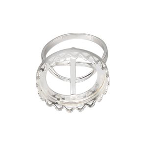 Ring, sterling silver, 21mm wide with 20mm round cabochon bezel setting, size 7. Sold individually.