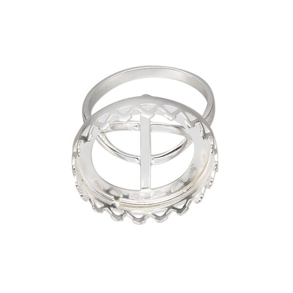 Ring, sterling silver, 21mm wide with 20mm round cabochon bezel setting, size 7. Sold individually. image number 0
