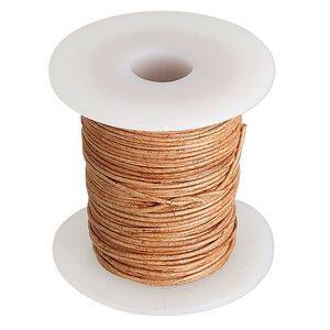 Cord, leather (dyed), burnt orange, 0.5mm round. Sold per 25-yard spool.