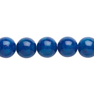 Bead, riverstone (dyed), light blue, 10mm round, B grade, Mohs hardness 3-1/2. Sold per 15-1/2" to 16" strand.