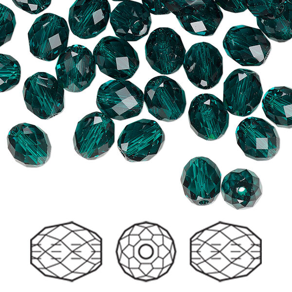 Bead 288pk emerald, Swarovski® 7x6mm olive briolette 5044 image number 0
