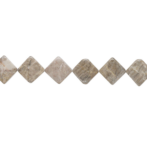 Grey marble 1pkg1, flat diamond bead natural, 15 inch 31-35mm image number 1