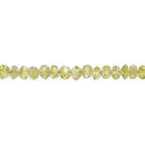 Peridot 1pkg1, hand-cut faceted rondelle bead natural 13 inch 4x2mm-6x4mm