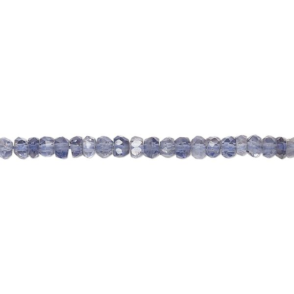 Iolite 1pkg1, hand-cut faceted rondelle / saucer bead natural 13 inch 3x1mm-3x2mm image number 0