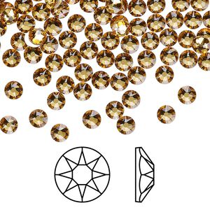 Flat back 144pk golden topaz foil back, Crystal Passions® 3.8-4mm rose round SS16 2088