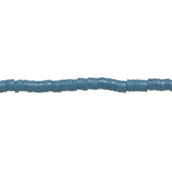 Bead, polymer clay, opaque teal, 3x1mm heishi. Sold per pkg of (2) 15-1/2" to 16" strands. image number 0