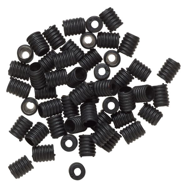 Mask cord spacer, rubber, black, 11x9mm-12x9mm cone, 5.5mm inner diameter. Sold per pkg of 50. image number 0