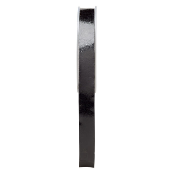 Cord, leather, black, 16mm flat. Sold per 5-yard spool. image number 0