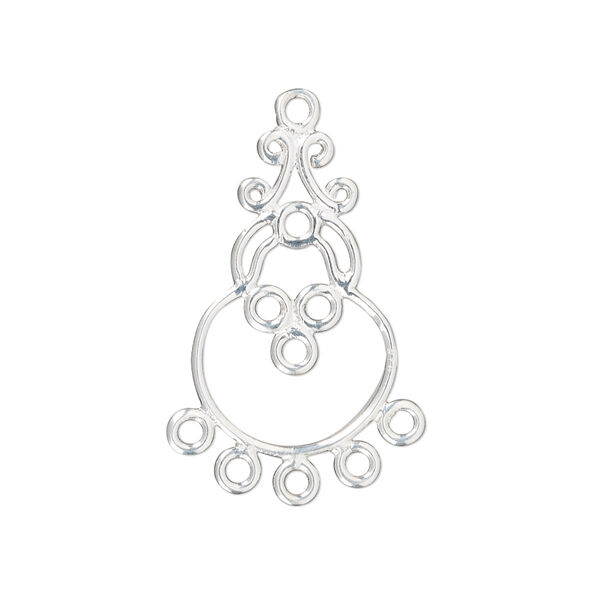 Drop, sterling silver, 23.5x15mm fancy teardrop with 8 loops. Sold individually. image number 0