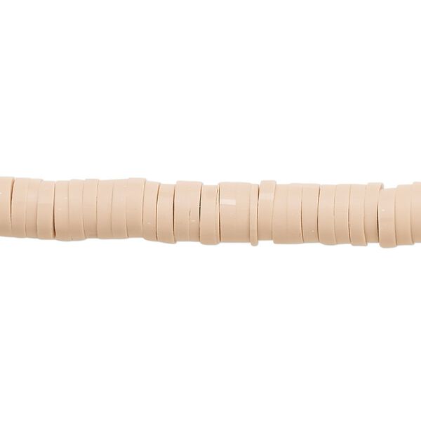 Bead, polymer clay, opaque beige, 6x1.5mm heishi. Sold per pkg of (2) 15-1/2" to 16" strands image number 0