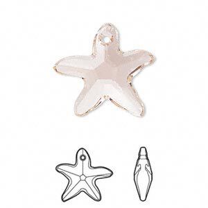 Drop 1pk silk, Crystal Passions® 21x20mm pendant starfish 6721