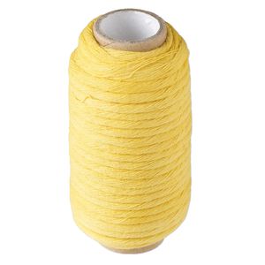 Cord, cotton, yellow, 3mm round. Sold per 10-yard spool.