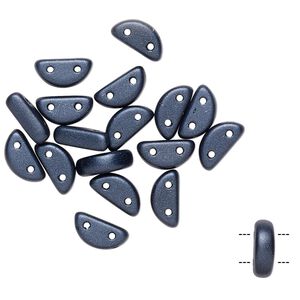 Bead, Preciosa, Czech pressed glass, opaque satin navy blue, 8.5x3mm half moon with (2) 0.8-0.9mm holes. Sold per pkg of 20.
