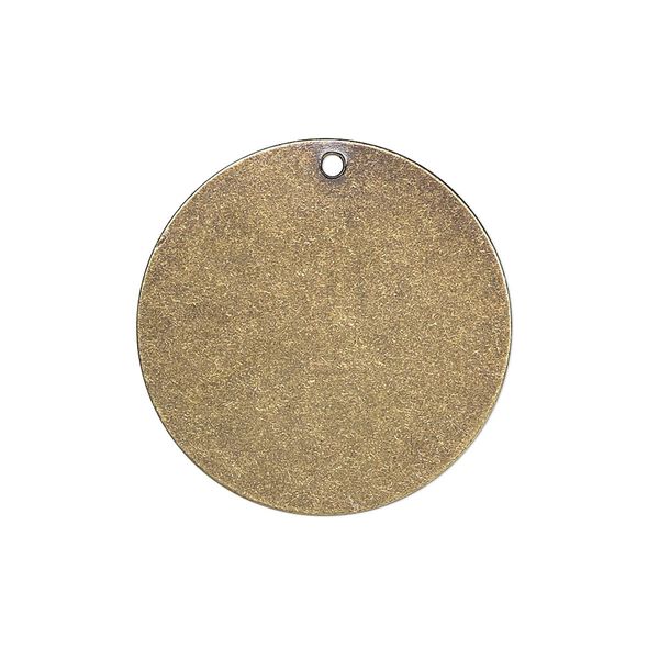 Drop, brass, 25mm double-sided blank flat round, 26 gauge. Sold per pkg of 4. image number 0
