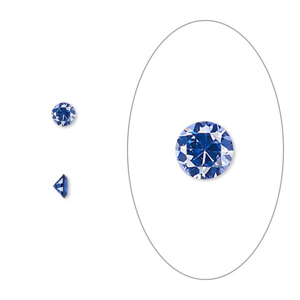 Gem, cubic zirconia, spinel blue, 3.5mm faceted round, Mohs hardness 8-1/2. Sold per pkg of 5. image number 0