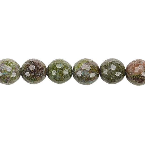 Bead, cuprite in chrysocolla (natural), 8mm faceted round, C grade, Mohs hardness 3 to 4. Sold per 8-inch strand, approximately 20 beads. image number 0