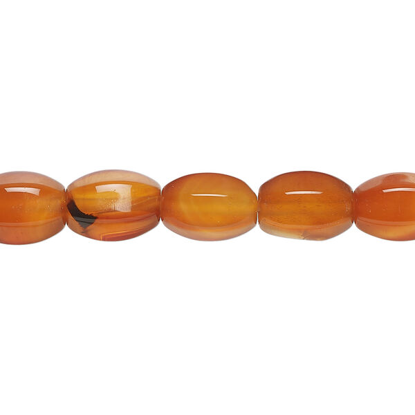 Red agate 1pkg1, 6-sided oval bead, 15 inch 10x6mm-10x7mm image number 0