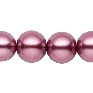 Bead, glass, opaque dusty rose, 15-16mm round. Sold per 15-1/2" to 16" strand.