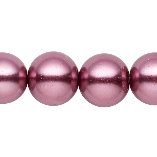 Bead, glass, opaque dusty rose, 15-16mm round. Sold per 15-1/2" to 16" strand. image number 0