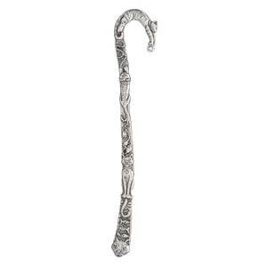 Bookmark, antiqued pewter (tin-based alloy), 5-1/2 inches with double-sided cat design and loop. Sold individually.