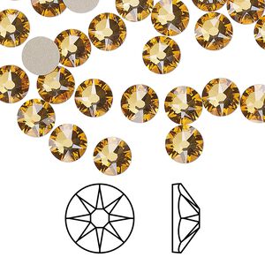 Flat back 144pk golden topaz foil back, Crystal Passions® 6.32-6.5mm rose round SS30 2088