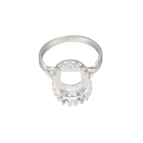 Ring, sterling silver, 15x11.5mm oval with 14x10mm oval cabochon bezel setting, size 7. Sold individually. image number 0