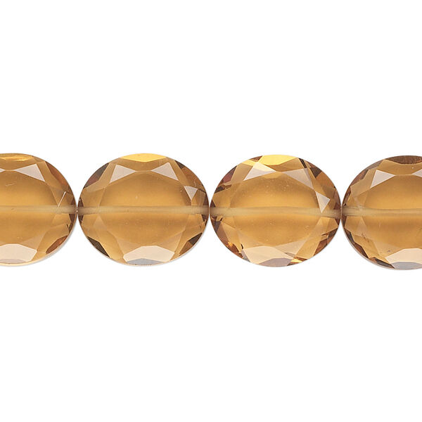 Golden quartz 1pkg10, hand-cut faceted oval bead B grade, 14x12mm image number 0