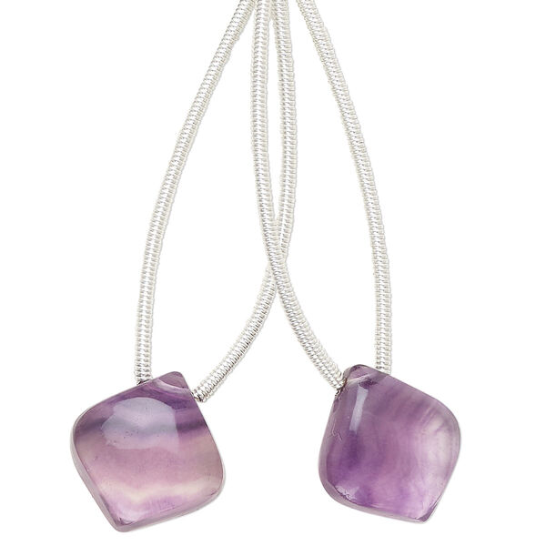 Bead, rainbow fluorite (natural), 13x13mm top-drilled puffed hand-cut kite, B grade, Mohs hardness 4. Sold per pkg of 2. image number 0