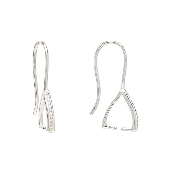 Ear wire 1pkg2 sterling silver, 19mm beaded / ice-pick bail / 8.5mm grip length, 20 gauge 1 pair image number 0