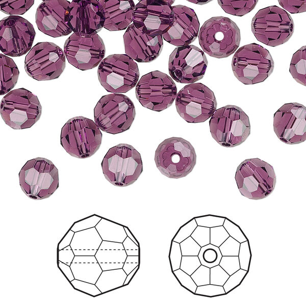 Bead 144pk amethyst, Crystal Passions® 6mm round 5000 image number 0