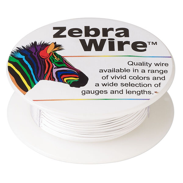 Wire, Zebra Wire™, color-coated copper, white, round, 24 gauge. Sold per 20-yard spool. image number 0