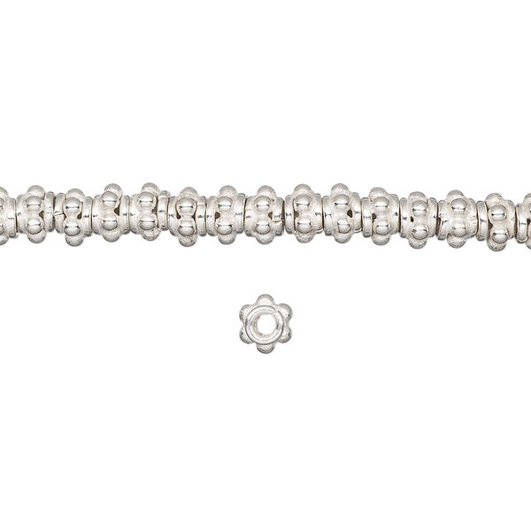 Bead, sterling silver, 5x3mm bumpy rondelle. Sold per 1/4 troy ounce pkg, approximately 30-35 beads. image number 0