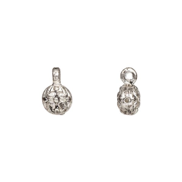 Bead, antiqued "pewter" (zinc-based alloy), 6mm bumpy round with loop. Sold per pkg of 24. image number 0