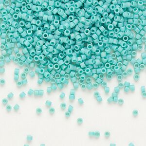Seed bead, Delica®, glass, pkg/250g, #11 round, opaque matte rainbow turquoise (DB-0878).