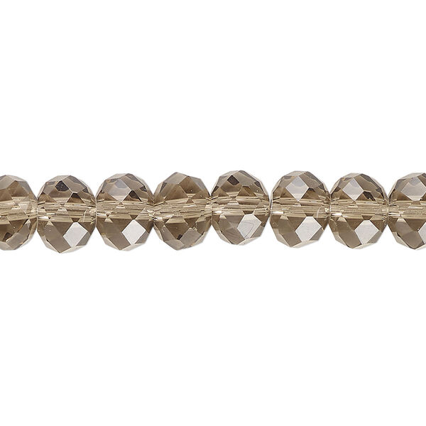 Bead, glass, translucent smoke, 8x6mm faceted rondelle. Sold per 8-inch strand, approximately 30 beads. image number 0