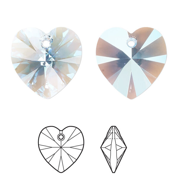 Drop 2pk aquamarine shimmer, Crystal Passions® 18mm pendant heart 6228 image number 0