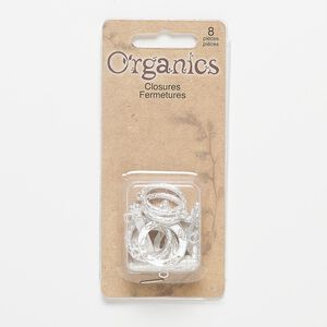 Clasp toggle mix 1pkg8 "pewter" (zinc alloy), 18mm round / 19mm flat, matte silver-finished copper 1-strand