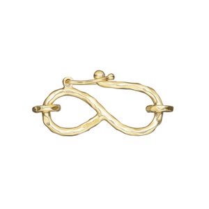 Clasp S-hook 1pkg1 sterling silver, 25x13.5mm hammered / safety latch / 6mm 15 gauge closed jump ring, "vermeil" 1-strand