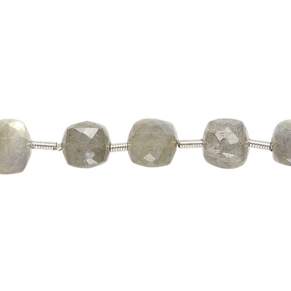 Labradorite 1pkg21, hand-cut faceted cube bead natural 6-8mm image number 0