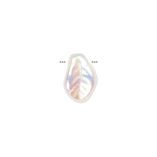 Bead, Czech pressed glass, clear AB, 14x9mm top-drilled leaf. Sold per 15-1/2" to 16" strand, approximately 60 beads. image number 0