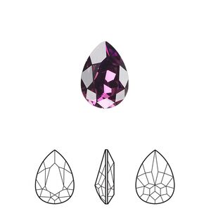Fancy stone 1pk amethyst foil back, Crystal Passions® 14x10mm pear 4320