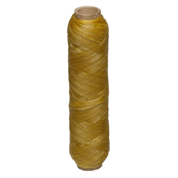 Cord, sinew (dyed / imitation), tan, 3mm diameter, 70-pound test. Sold per 20-yard spool. image number 0