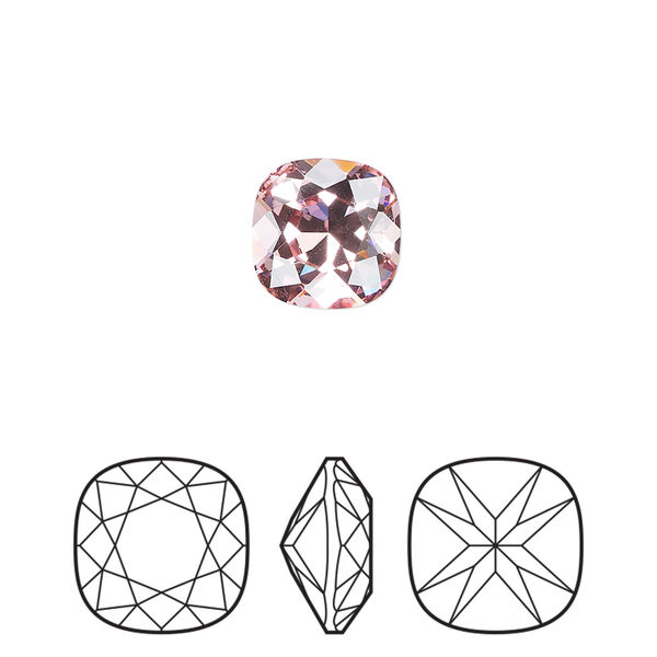 Fancy stone 2pk light rose foil back, Preciosa MAXIMA Czech crystal rhinestone 10mm cushion square image number 0
